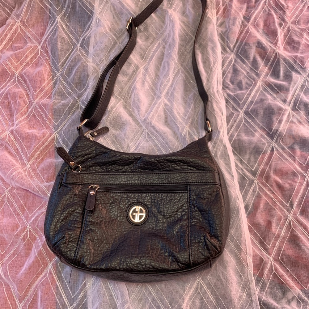 giani bernini pebbled faux leather womens hobo shoulder bag black vintage - Picture 3 of 7